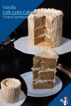 A slice of a layer cake with buttercream frosting on a plate.