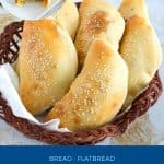 Pinterest image for pita bread with cheese filling.
