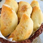 A basket with cheese stuffed pita.
