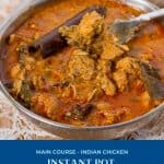 Pinterest image for curry chicken in instant pot.
