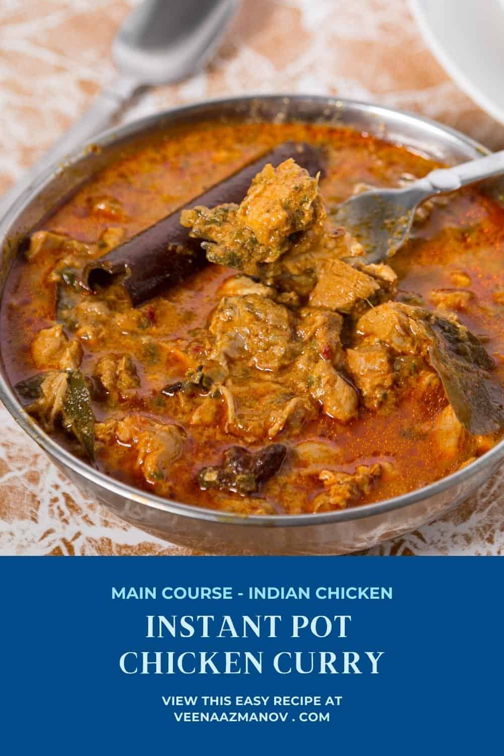 Pinterest image for chicken curry in instant pot.