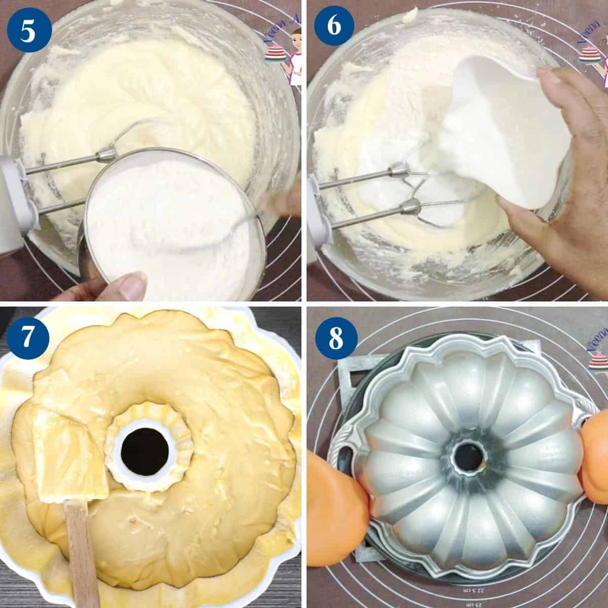 Progress pictures collage for bundt cake - Vanilla.