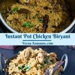 Pinterest image for biryani in instant pot.