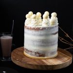 A Naked cake with brown butter.