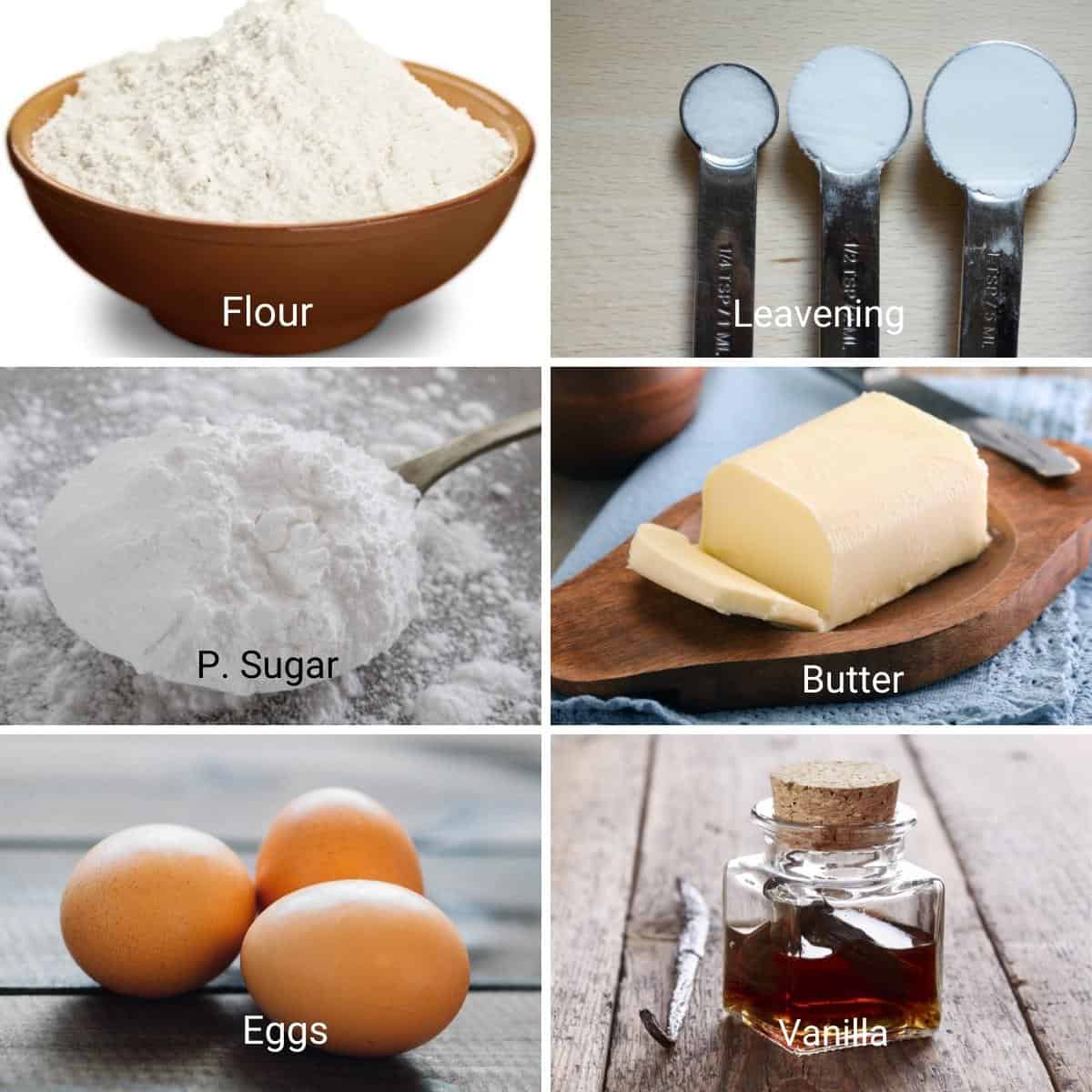 Ingredients for making hamantaschen cookies.