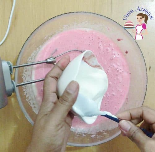Progress pictures - adding sour cream to the cake strawberry