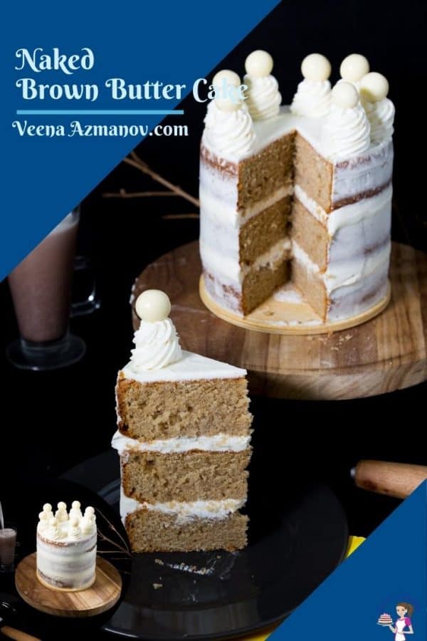 Pinterest image for brown butter cake
