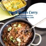 Pinterest image for black beans curry.