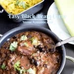 Pinterest image for black beans curry.