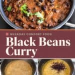 Pinterest image for Black Beans Curry.