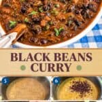 Pinterest image for Black Beans Curry.