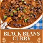 Pinterest image for Black Beans Curry.
