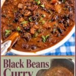 Pinterest image for Black Beans Curry.