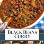 Pinterest image for Black Beans Curry.