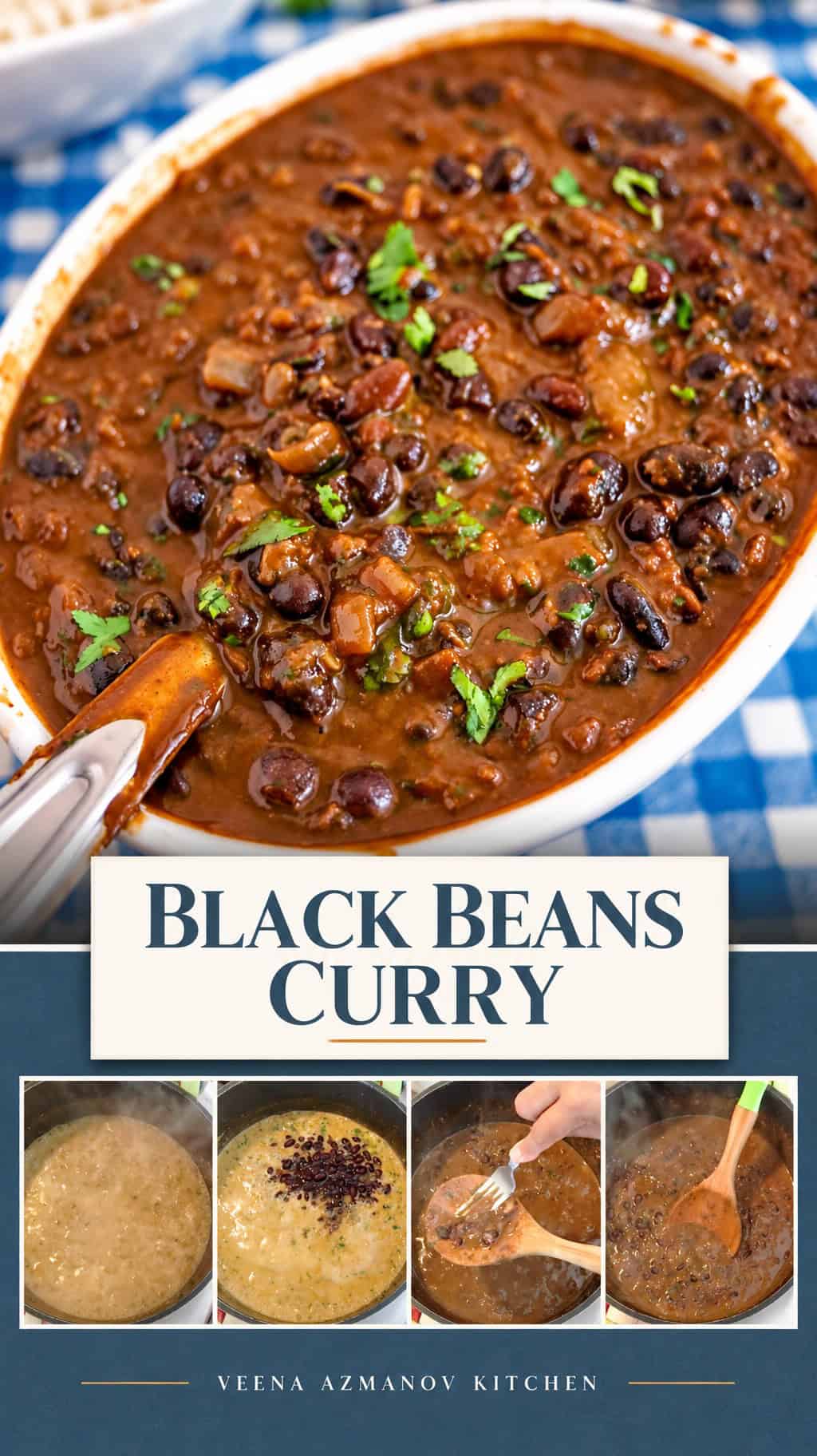 Pinterest image for Black Beans Curry.