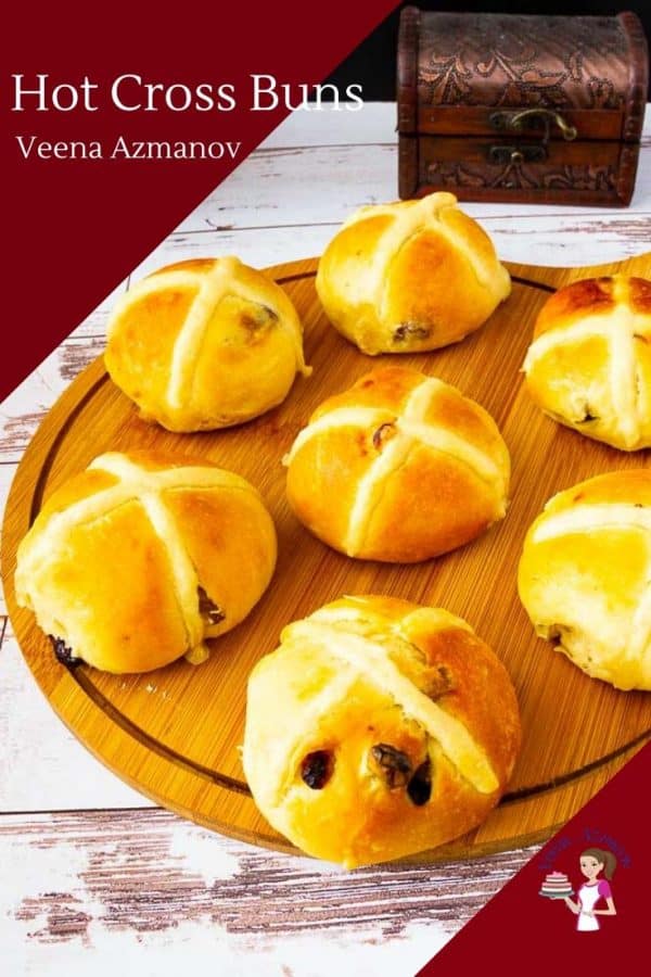 Homemade Easter Buns with a Hot Cross etched with dough