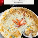Pinterest image for baked quiche with roasted red peppers.