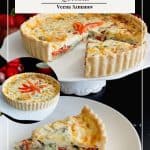 Pinterest image for baked quiche with roasted red peppers.