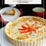 Pinterest image for baked quiche with roasted red peppers.