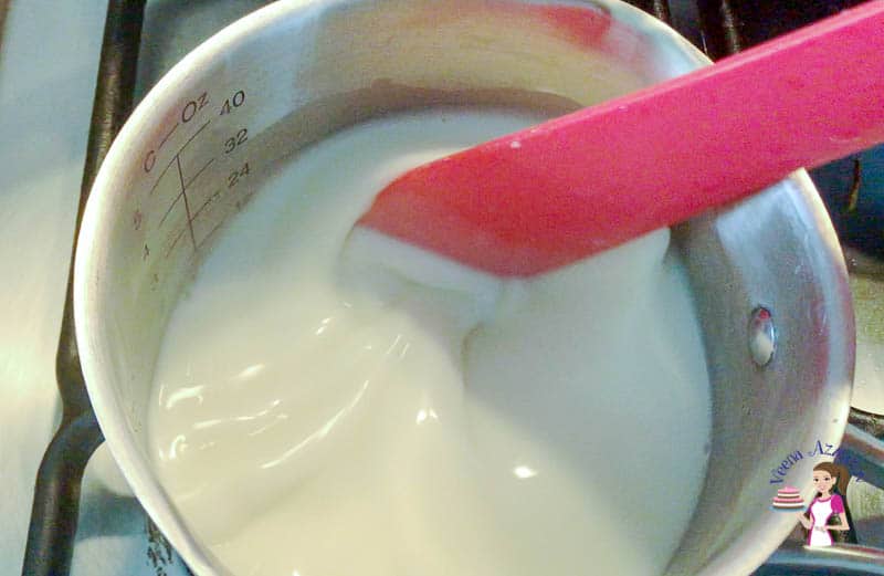 Cook the milk until almost boiling