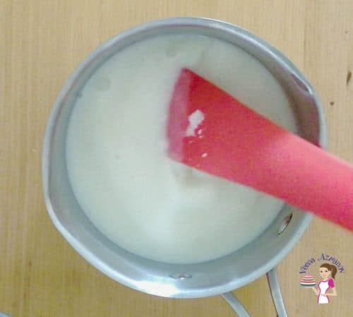 Cook gelatin in milk