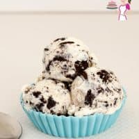 A ramekin wit h3 scoops of ice cream.
