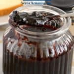 Pinterest image with blueberry jam without pectin.
