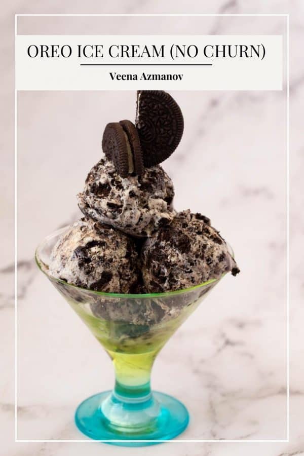 Pinterest image for ice cream with crushed Oreos.