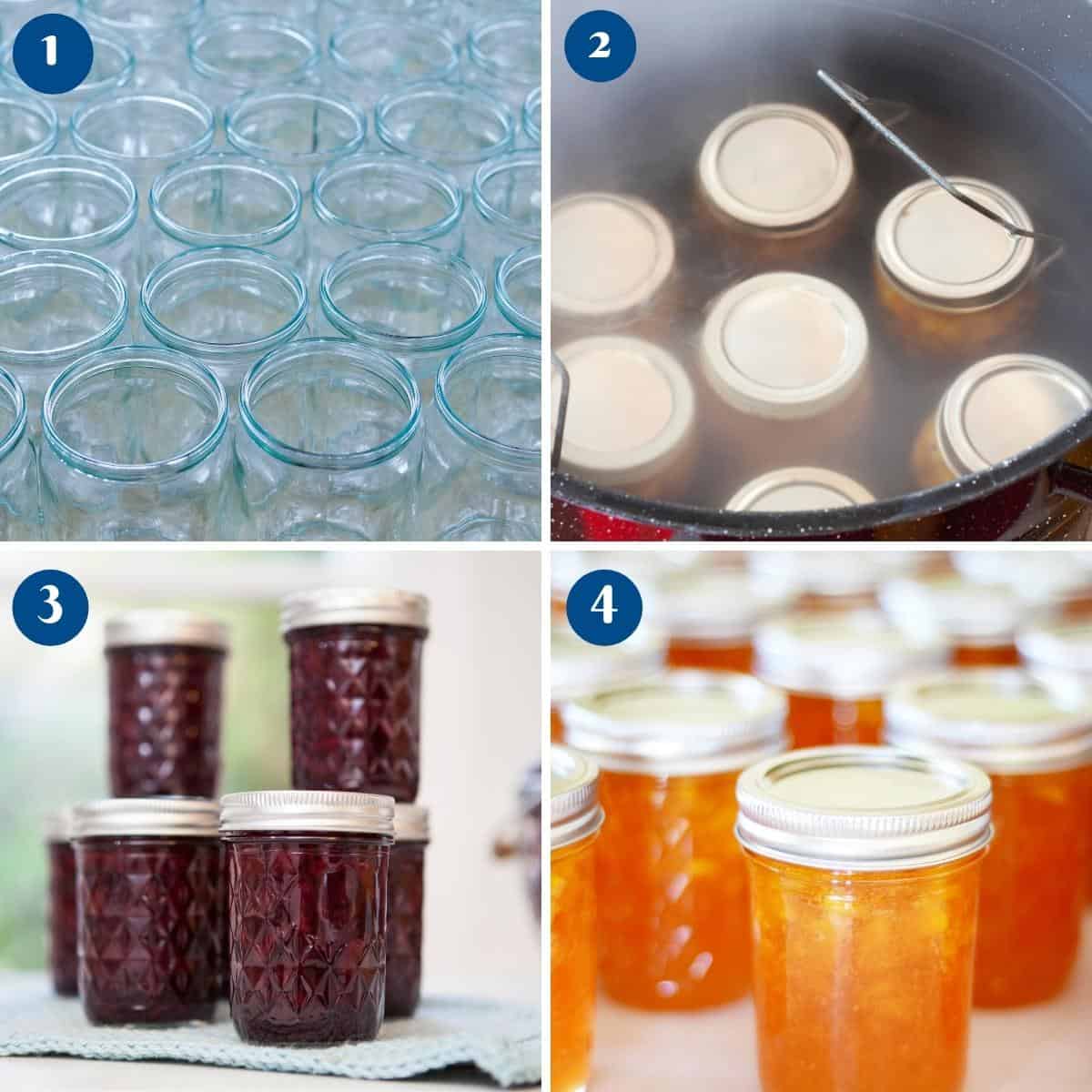Progress pictures collage for jam preserves jelly canning progress