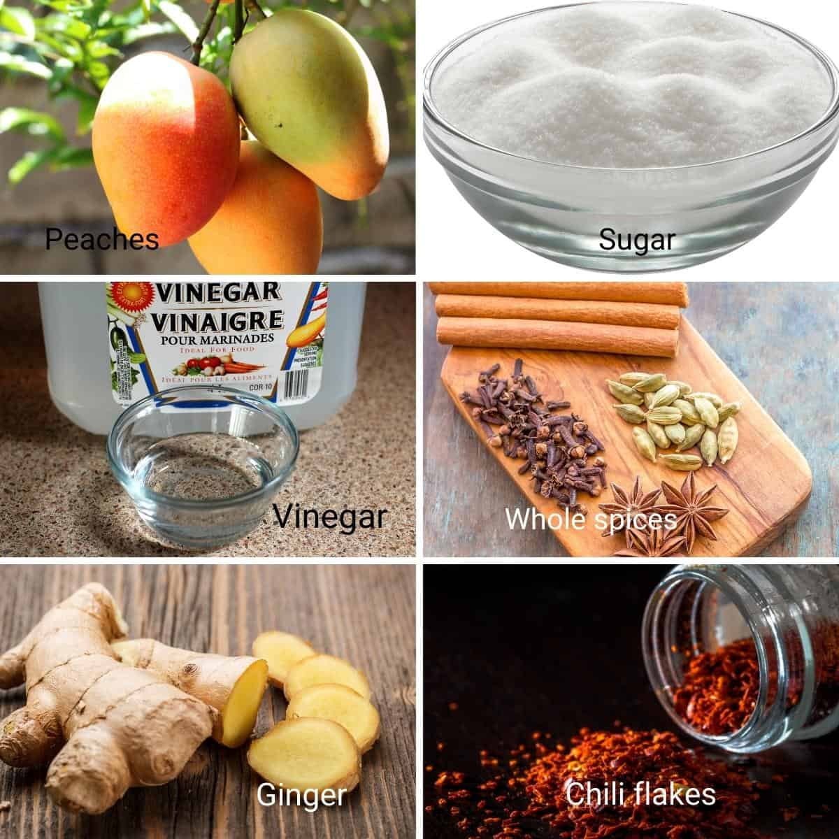 Ingredients for making mango chutney