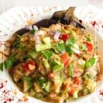 Pinterest image for roasted eggplant salad.