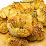 Pinterest image for garlic bread rolls.