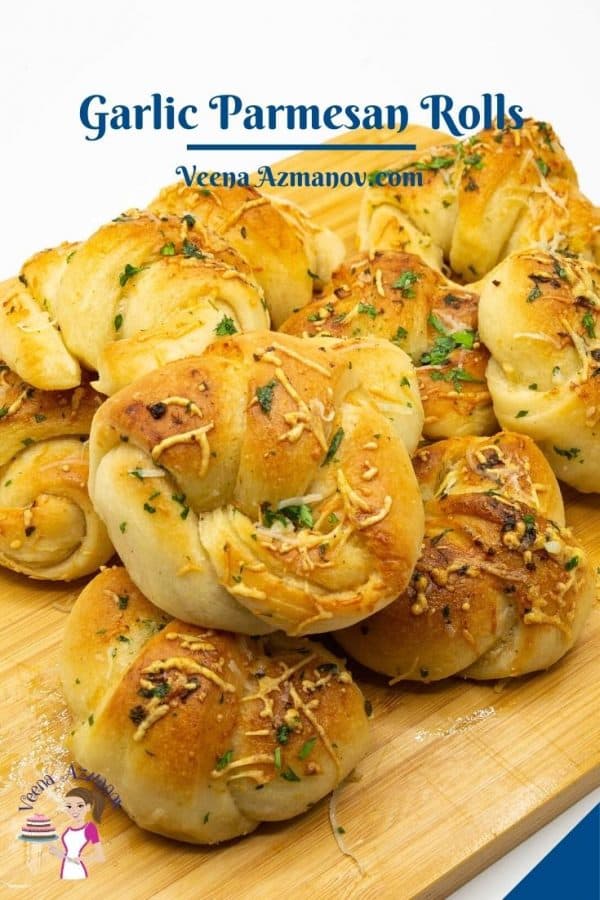 Pinterest image for garlic bread rolls.