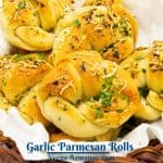 Pinterest image for garlic rolls.
