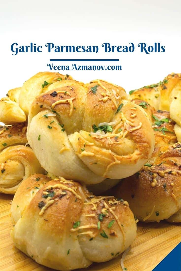 Pinterest image for herbed garlic rolls.