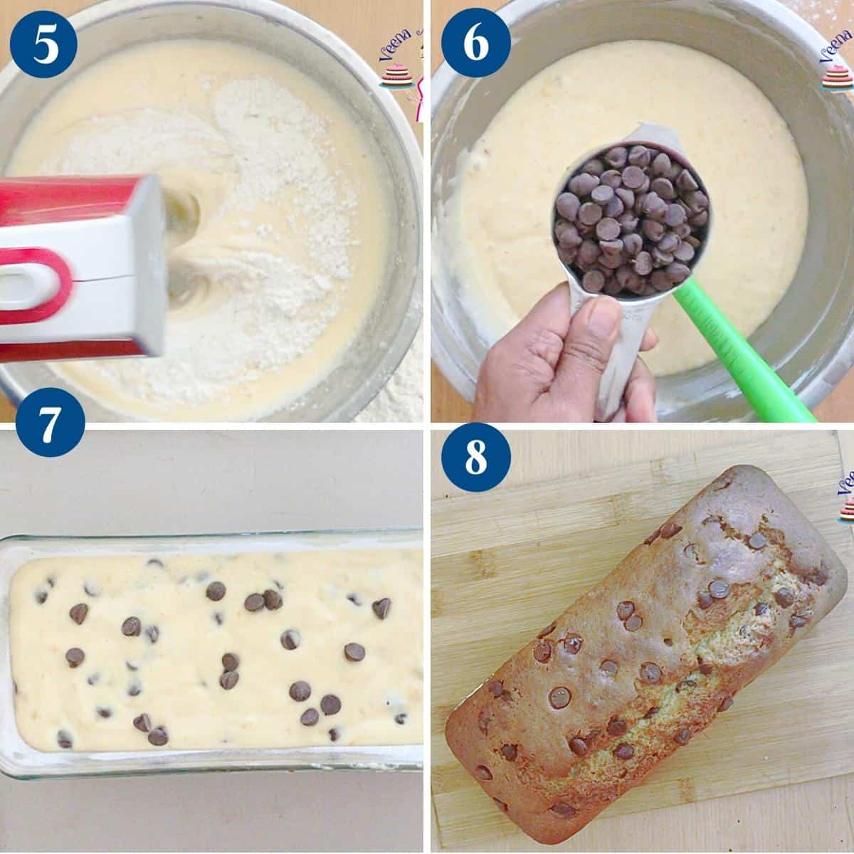 Progress pictures baking the banana cake.