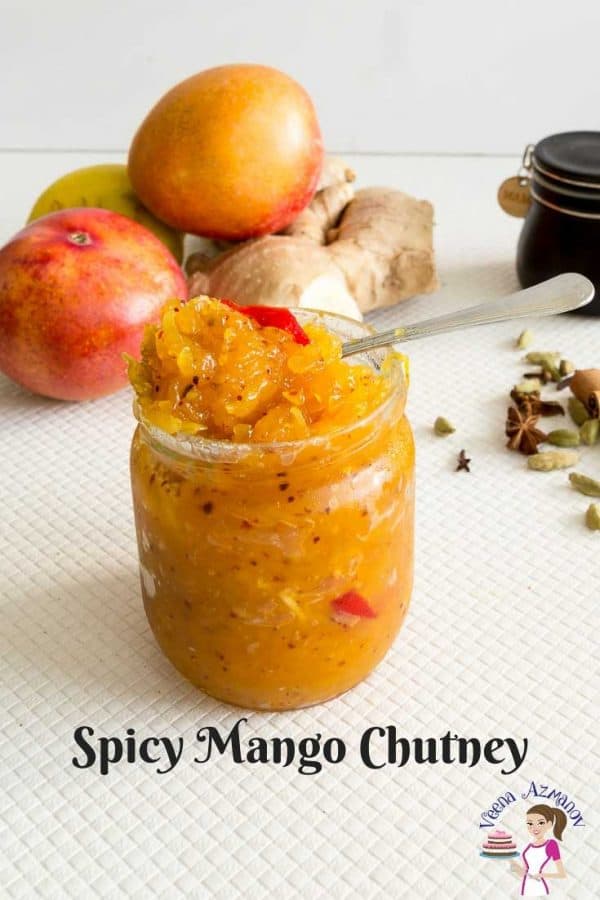 A jar of mango chutney.
