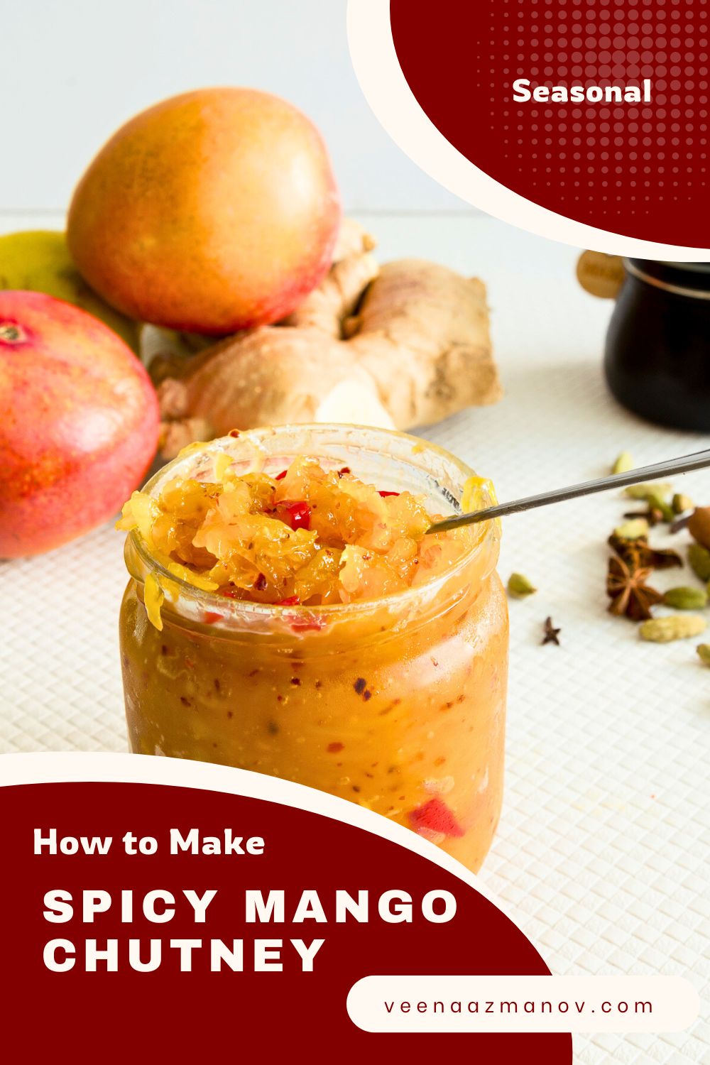 Pinterest image for Spicy Mango Chutney.
