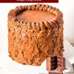 Pinterest image for chocolate fudge cake.