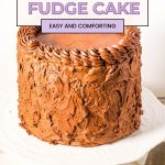 Pinterest image for chocolate fudge cake.