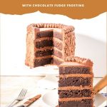 Pinterest image for chocolate fudge cake.