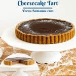 Pinterest image for chocolate tart cheesecake.