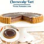 Pinterest image for cheesecake tart with chocolate.
