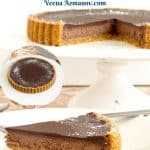 Pinterest image for cheesecake chocolate tart.
