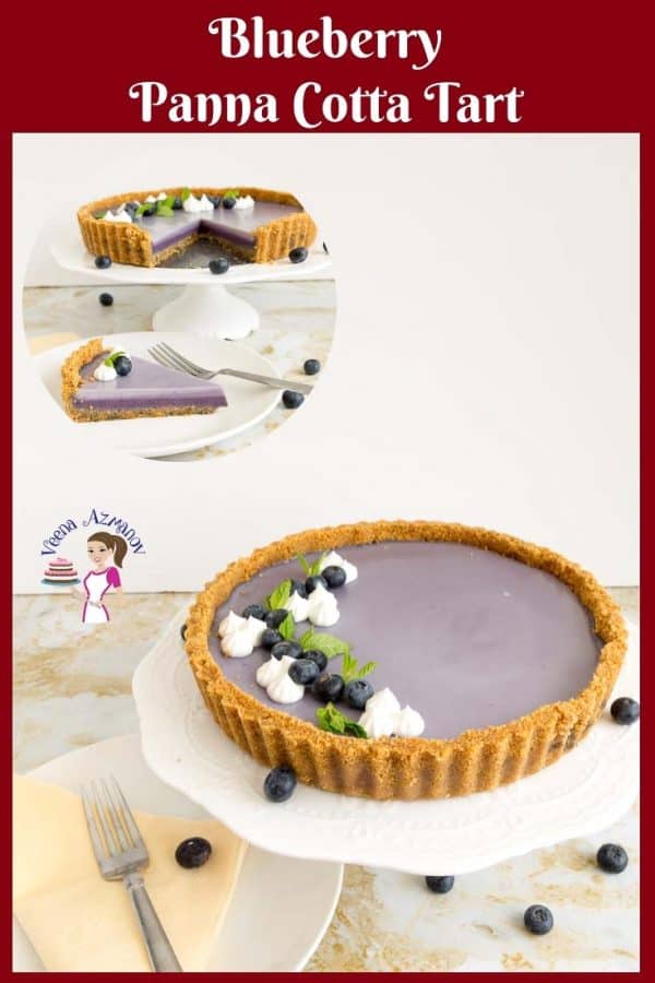 A Tart with Panna Cotta made with blueberries