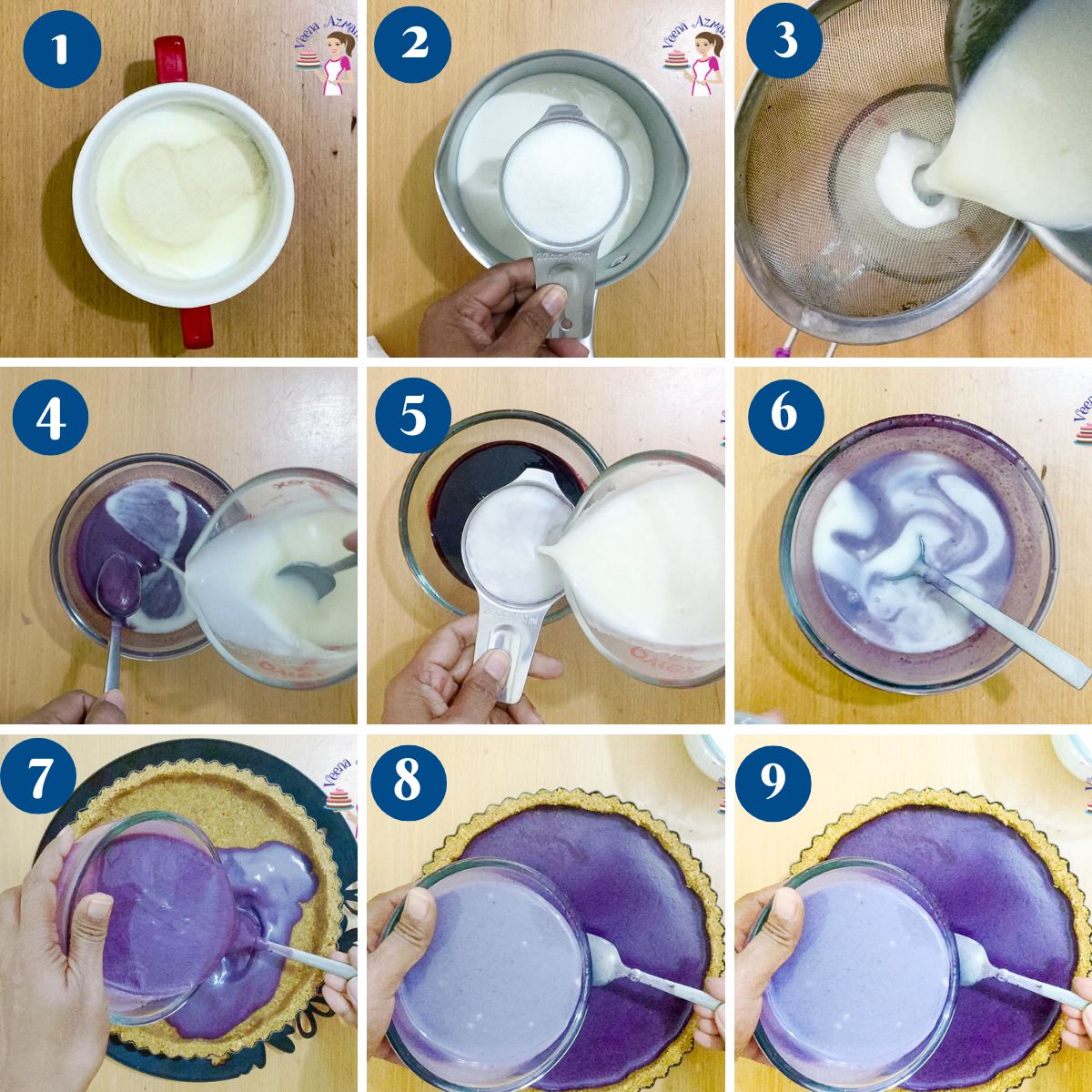 Progress Pictures collage Blueberry Panna Cotta.