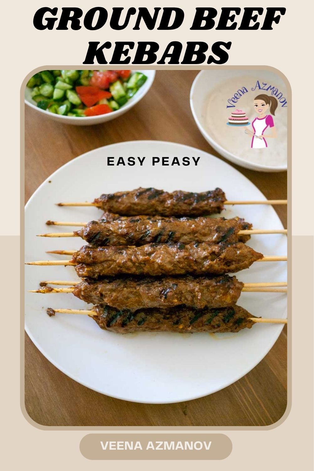 Pinterest image for Ground Beef Kebabs.