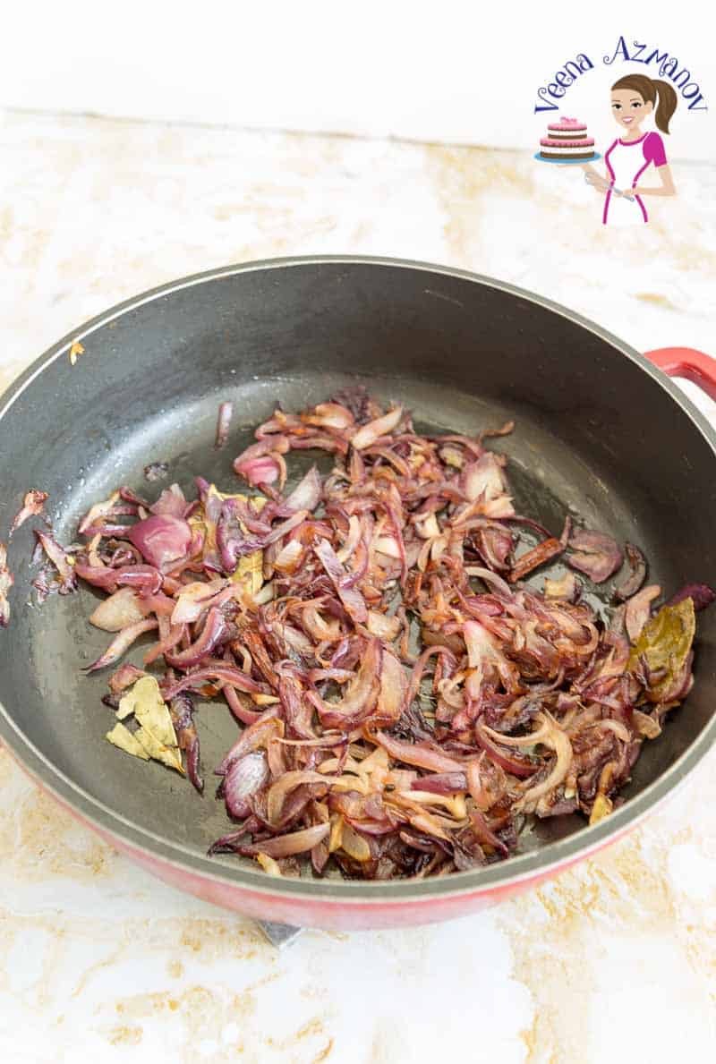 A pan with caramelized onions.