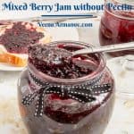 Pinterest image for mixed berry jam.