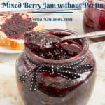 Pinterest image for mixed berry jam.
